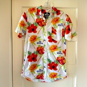 Corona Hawaiian Button Up Shirt Sz Medium